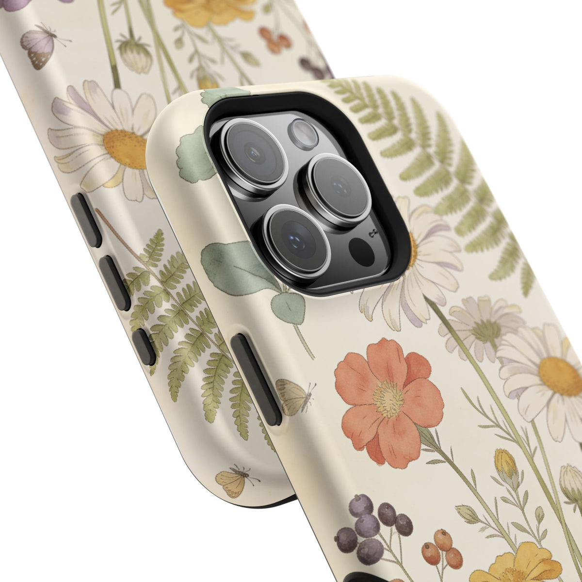 Floral Wildflower Impact-Resistant Phone Case — Daisy & Fern Protective Cover
