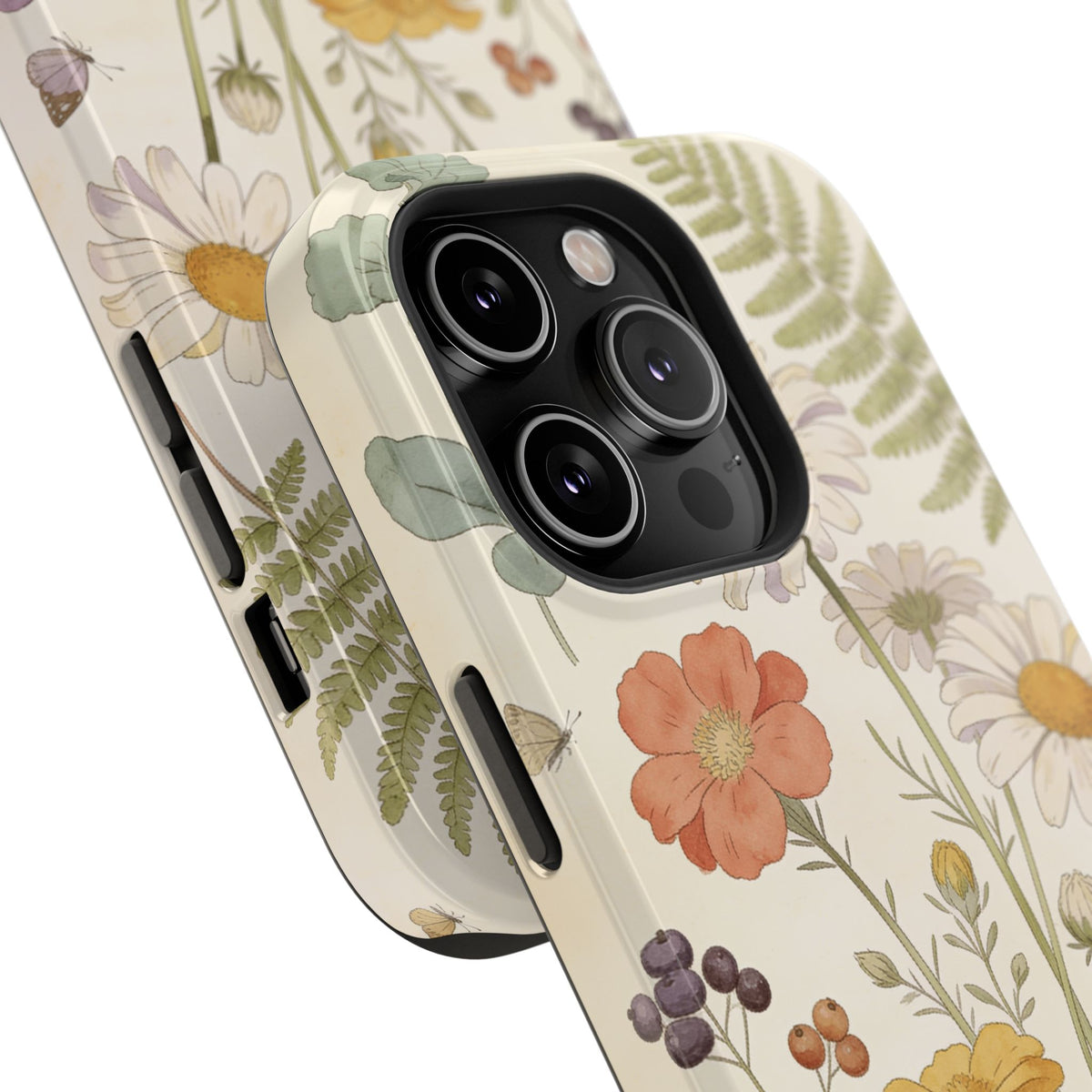 Floral Wildflower Impact-Resistant Phone Case — Daisy & Fern Protective Cover