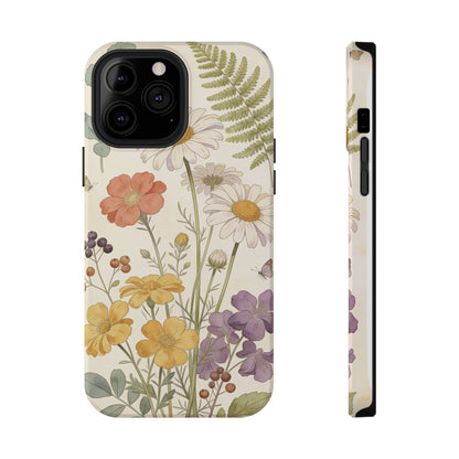Floral Wildflower Impact-Resistant Phone Case — Daisy & Fern Protective Cover