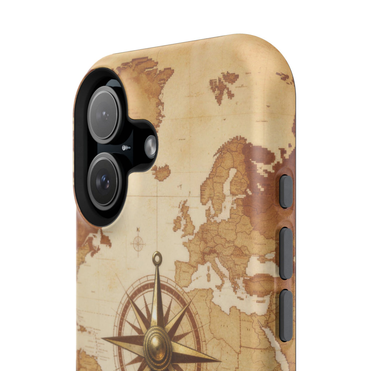 Vintage World Map Compass Phone Case — Nautical Explorer Impact-Resistant Case