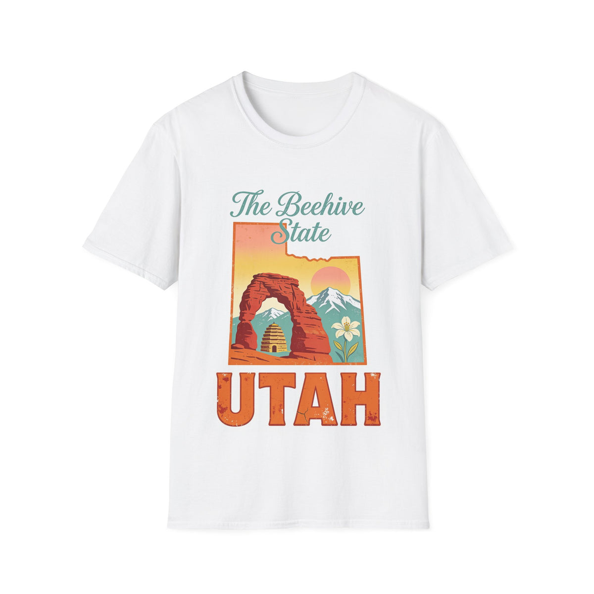 The Beehive State Utah T-Shirt | Vintage Desert Arch Sunset