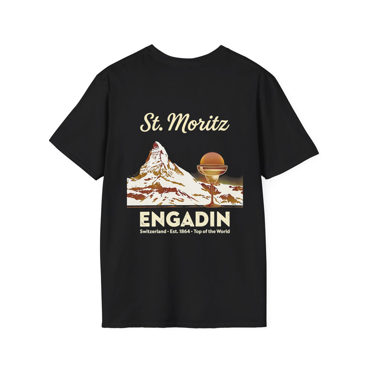 St. Moritz T-Shirt — Vintage Swiss Alps Luxury Ski Champagne Souvenir Tee