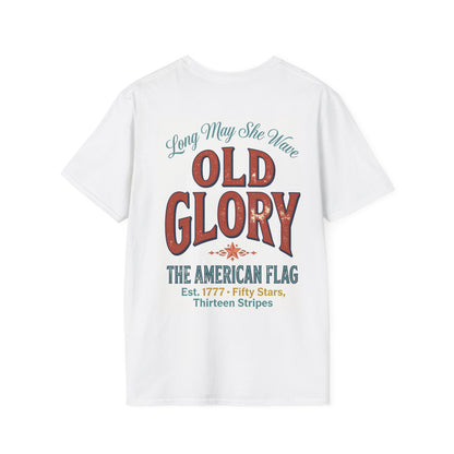 Long May She Wave T-Shirt — Vintage American Flag Patriotic Tee