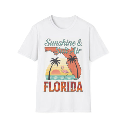 Sunshine & Salt Air T-Shirt | Florida Retro Beach Palm Graphic