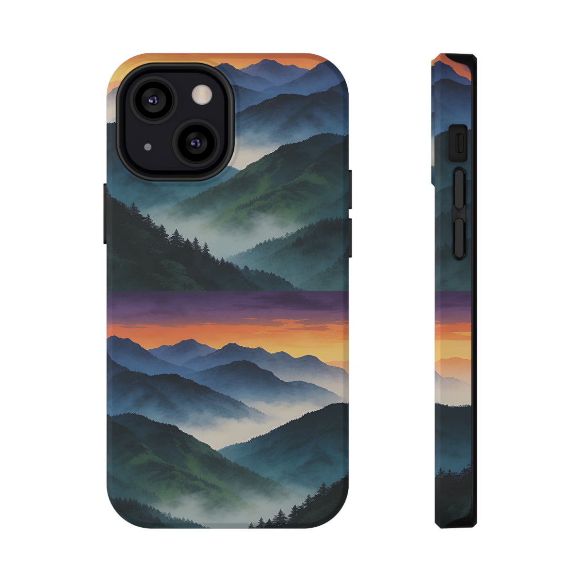 Mountain Mist Sunset Phone Case — Impact-Resistant Protective Cover