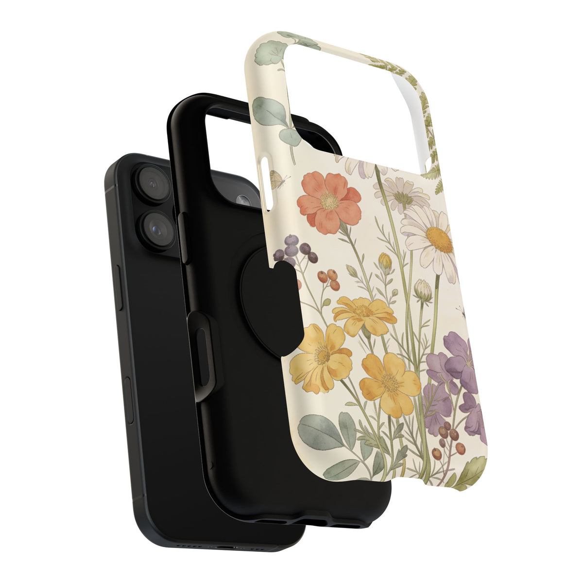 Floral Wildflower Impact-Resistant Phone Case — Daisy & Fern Protective Cover