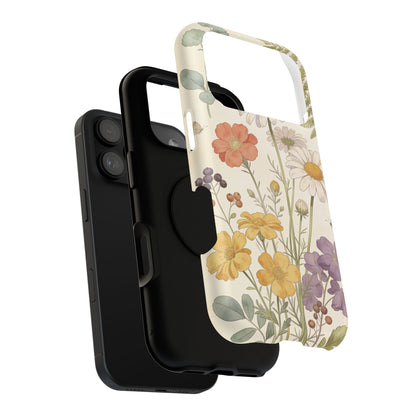 Floral Wildflower Impact-Resistant Phone Case — Daisy & Fern Protective Cover