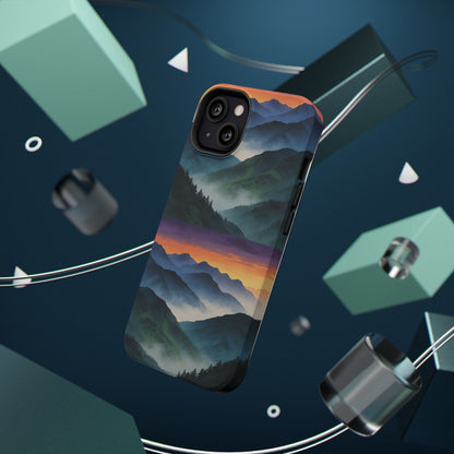 Mountain Mist Sunset Phone Case — Impact-Resistant Protective Cover