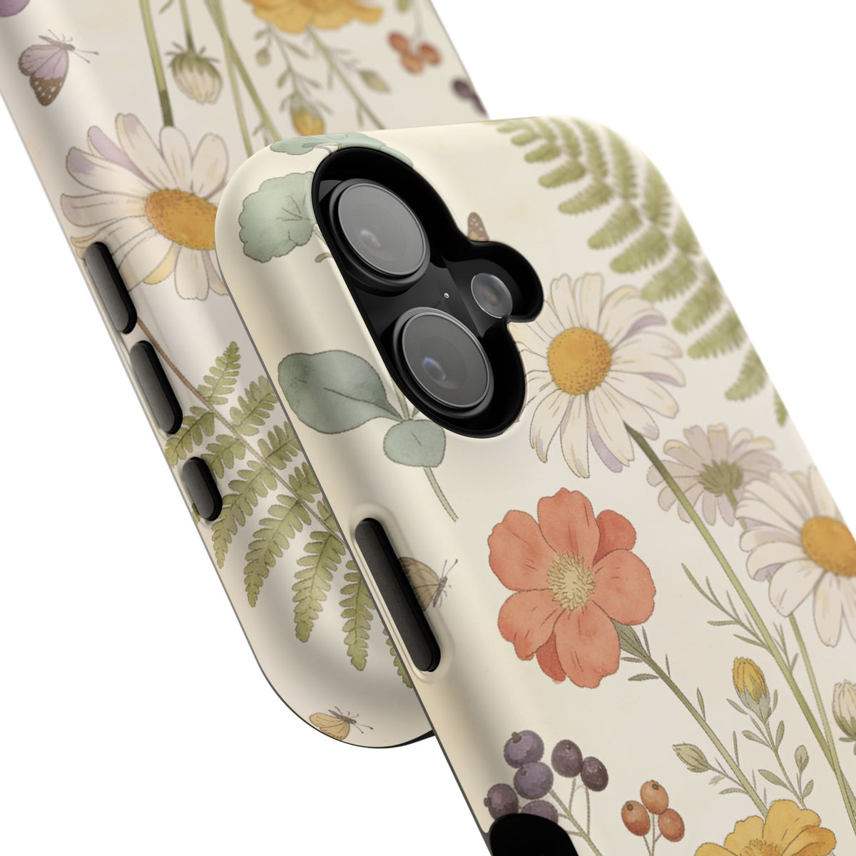 Floral Wildflower Impact-Resistant Phone Case — Daisy & Fern Protective Cover