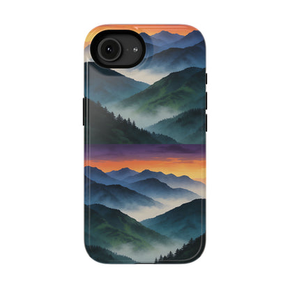 Mountain Mist Sunset Phone Case — Impact-Resistant Protective Cover