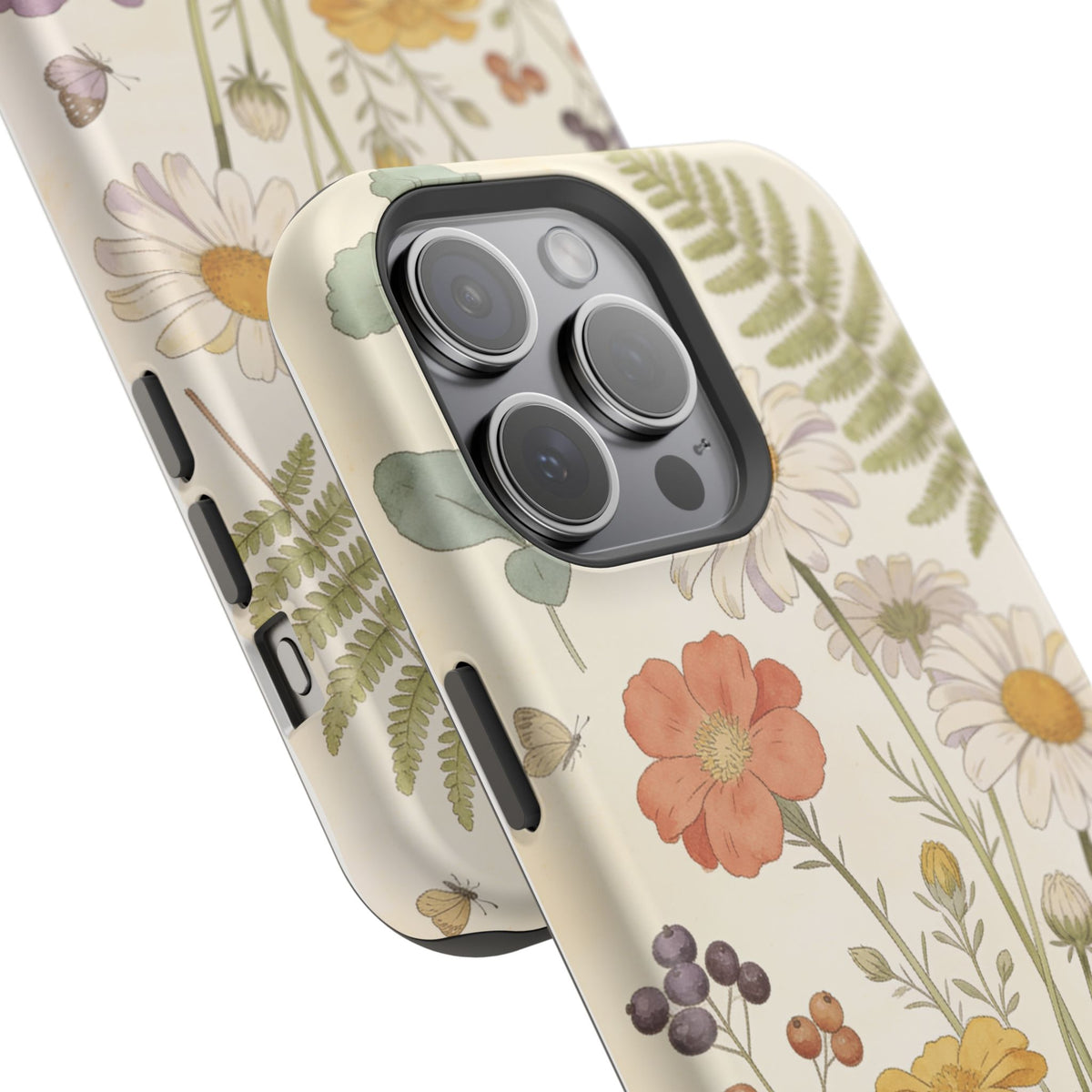 Floral Wildflower Impact-Resistant Phone Case — Daisy & Fern Protective Cover