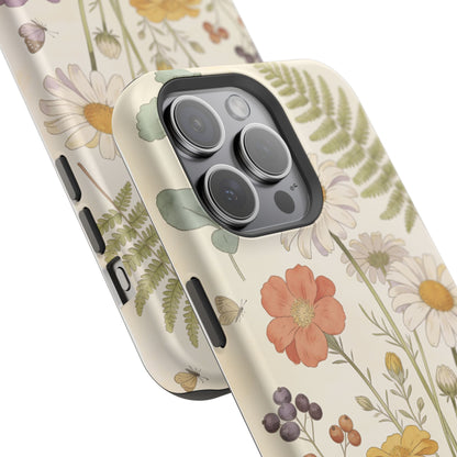 Floral Wildflower Impact-Resistant Phone Case — Daisy & Fern Protective Cover
