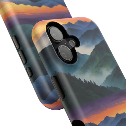 Mountain Mist Sunset Phone Case — Impact-Resistant Protective Cover