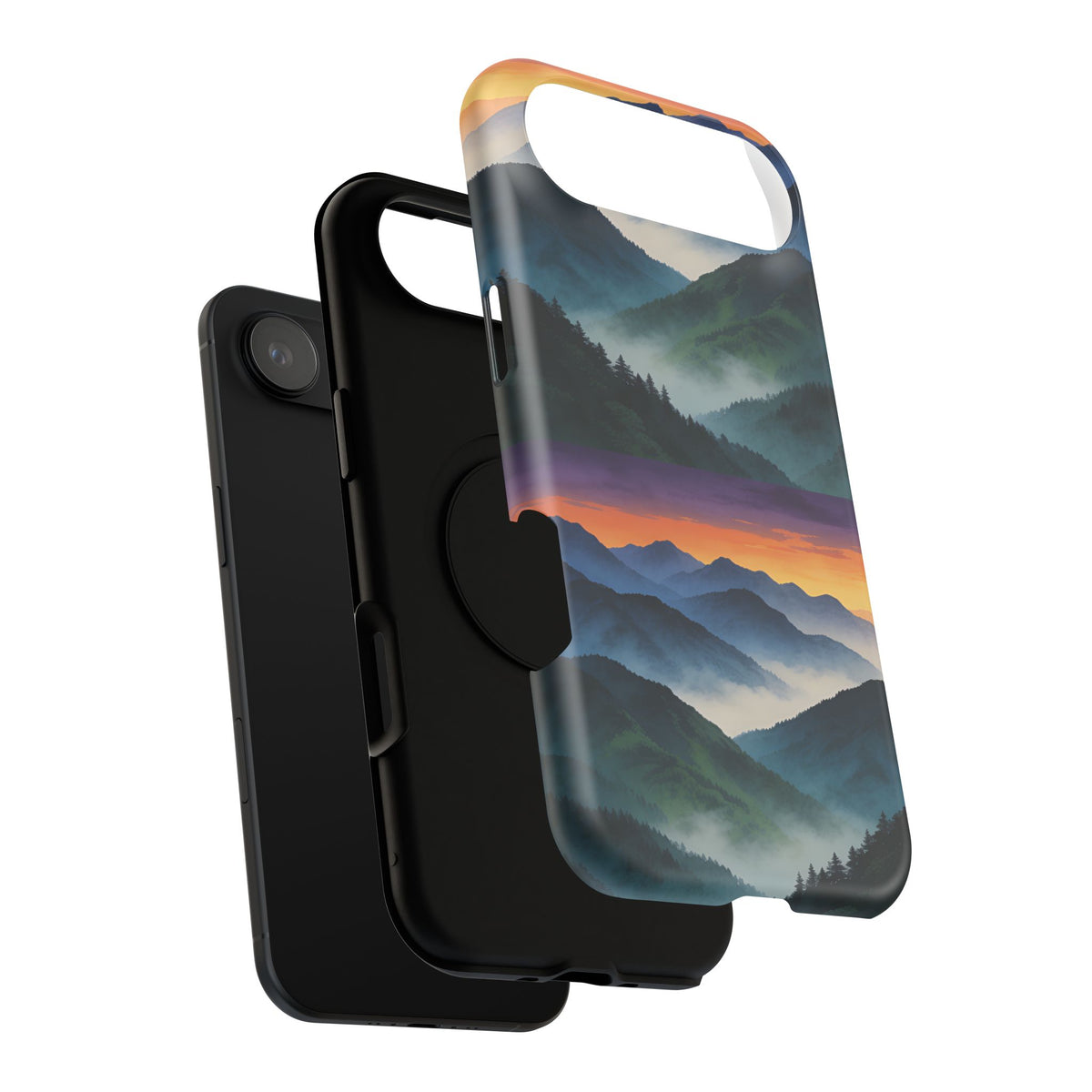 Mountain Mist Sunset Phone Case — Impact-Resistant Protective Cover