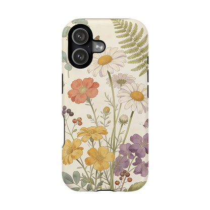 Floral Wildflower Impact-Resistant Phone Case — Daisy & Fern Protective Cover