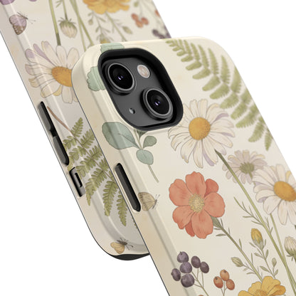 Floral Wildflower Impact-Resistant Phone Case — Daisy & Fern Protective Cover