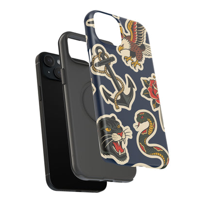 Vintage Tattoo Anchor & Eagle Impact-Resistant Phone Case