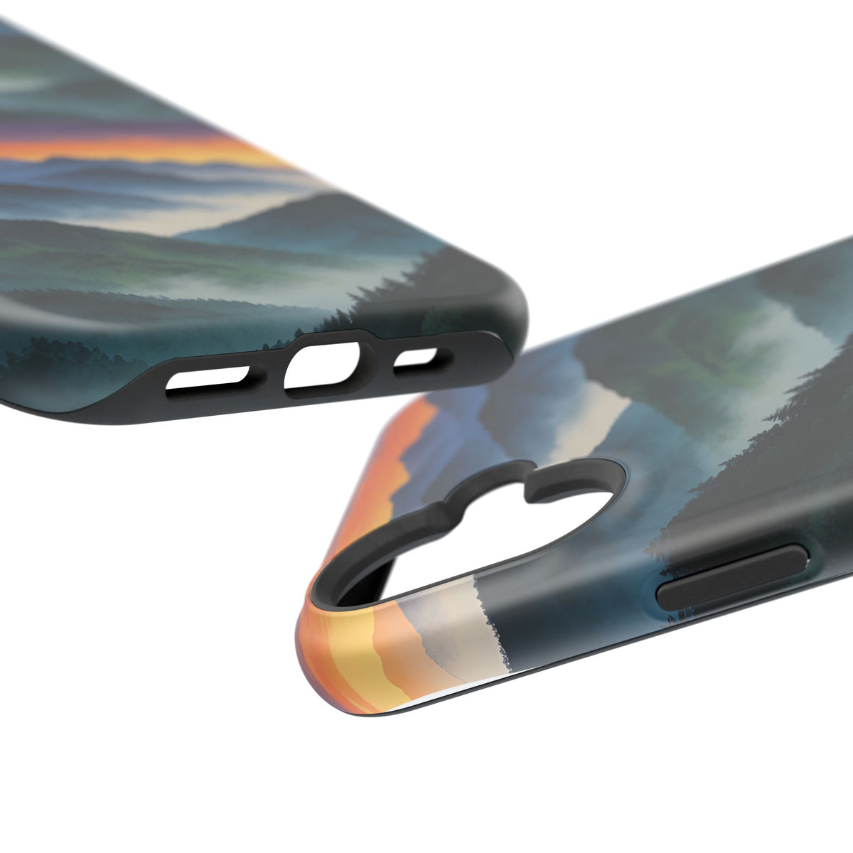 Mountain Mist Sunset Phone Case — Impact-Resistant Protective Cover