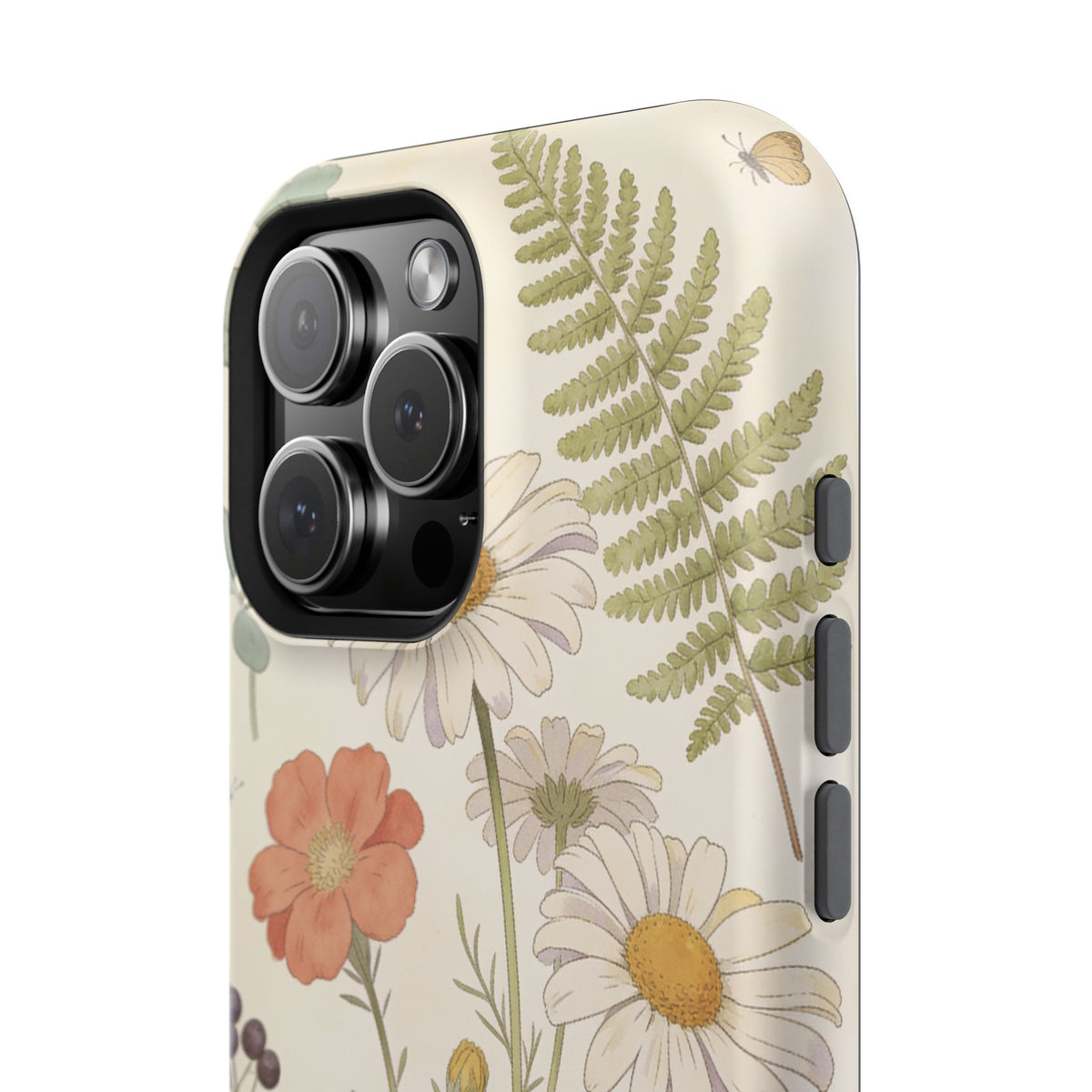 Floral Wildflower Impact-Resistant Phone Case — Daisy & Fern Protective Cover