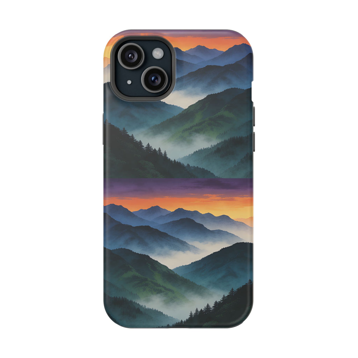 Mountain Mist Sunset Phone Case — Impact-Resistant Protective Cover
