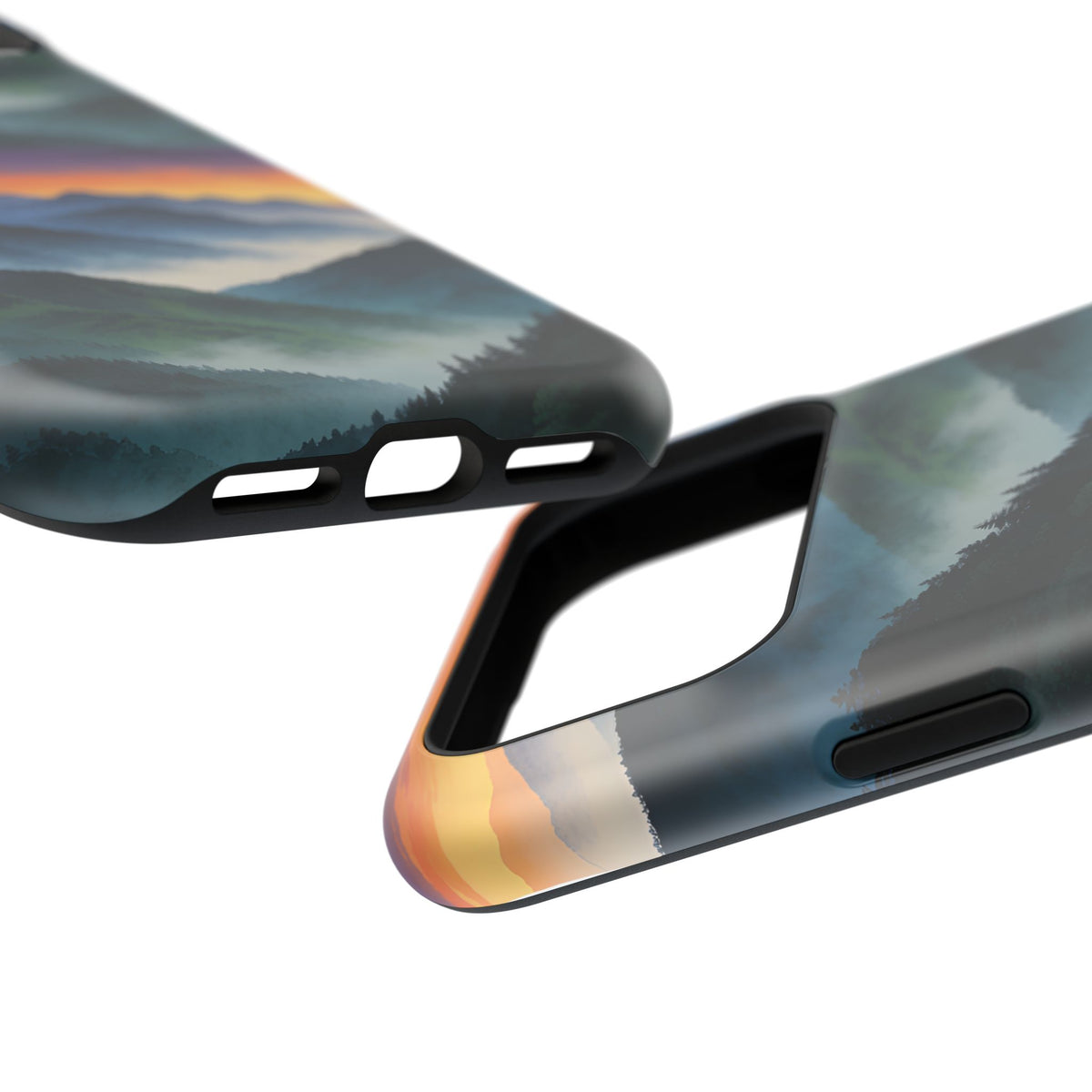Mountain Mist Sunset Phone Case — Impact-Resistant Protective Cover
