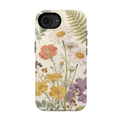 Floral Wildflower Impact-Resistant Phone Case — Daisy & Fern Protective Cover