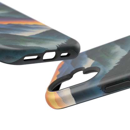 Mountain Mist Sunset Phone Case — Impact-Resistant Protective Cover