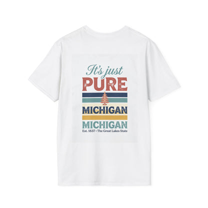 The Great Lakes State T-Shirt | Michigan map retro sunset