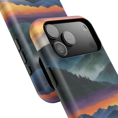 Mountain Mist Sunset Phone Case — Impact-Resistant Protective Cover