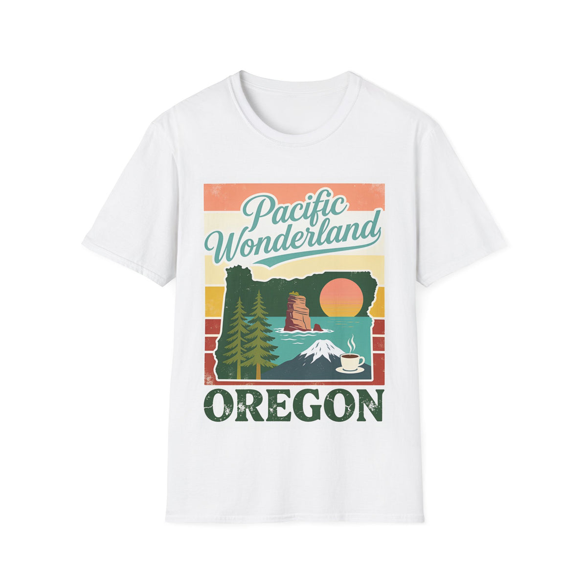 Pacific Wonderland graphic T-Shirt | Oregon vintage sunset design