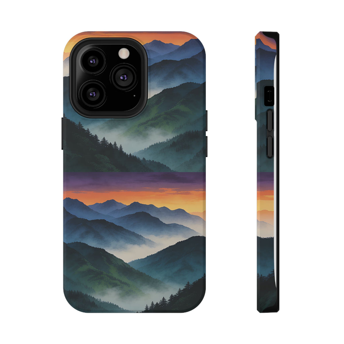 Mountain Mist Sunset Phone Case — Impact-Resistant Protective Cover