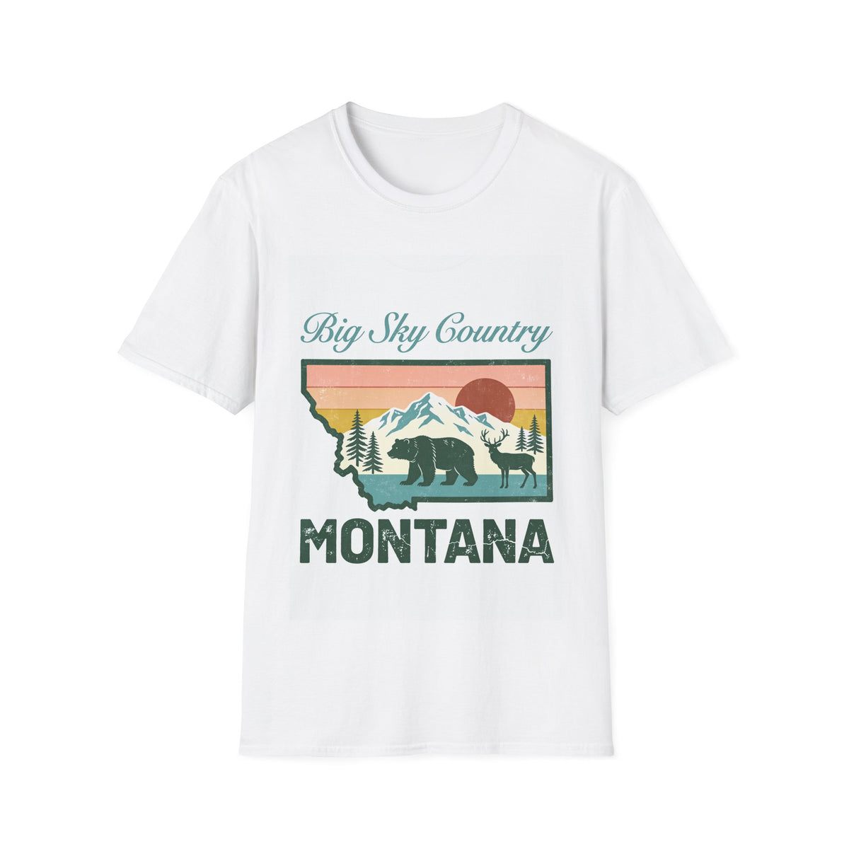 Big Sky Country Montana T-Shirt | Retro Mountain Sunset Bear Design
