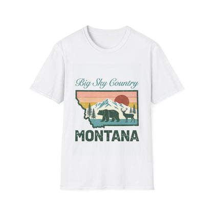 Big Sky Country Montana T-Shirt | Retro Mountain Sunset Bear Design