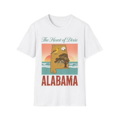 The Heart of Dixie Alabama State T-Shirt | Yellow Bird Cotton Boll