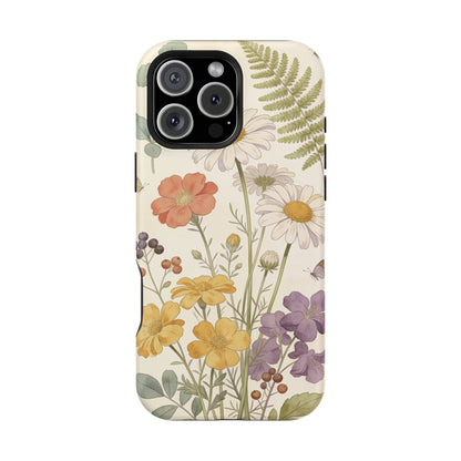 Floral Wildflower Impact-Resistant Phone Case — Daisy & Fern Protective Cover