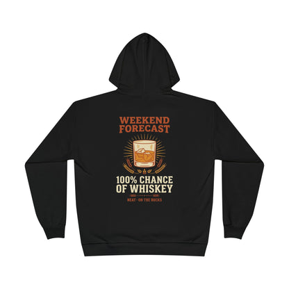 Whiskey Lover Hoodie — Retro 70s "Neat On The Rocks" Bourbon Print, Weekend Forecast Bar Gift Black Pullover