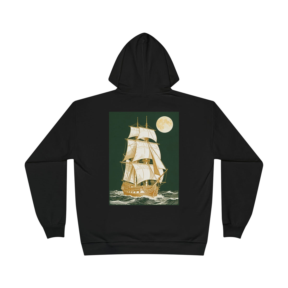 Vintage Sailing Ship Hoodie — Nautical Tall Ship Woodcut Etching Pullover
