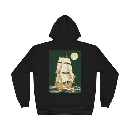 Vintage Sailing Ship Hoodie — Nautical Tall Ship Woodcut Etching Pullover