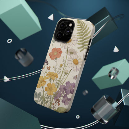 Floral Wildflower Impact-Resistant Phone Case — Daisy & Fern Protective Cover
