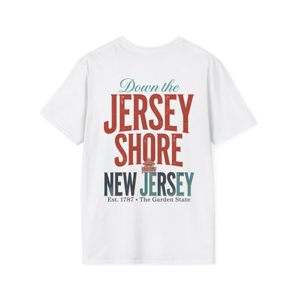 Garden State New Jersey T-Shirt | The Garden State map beach design