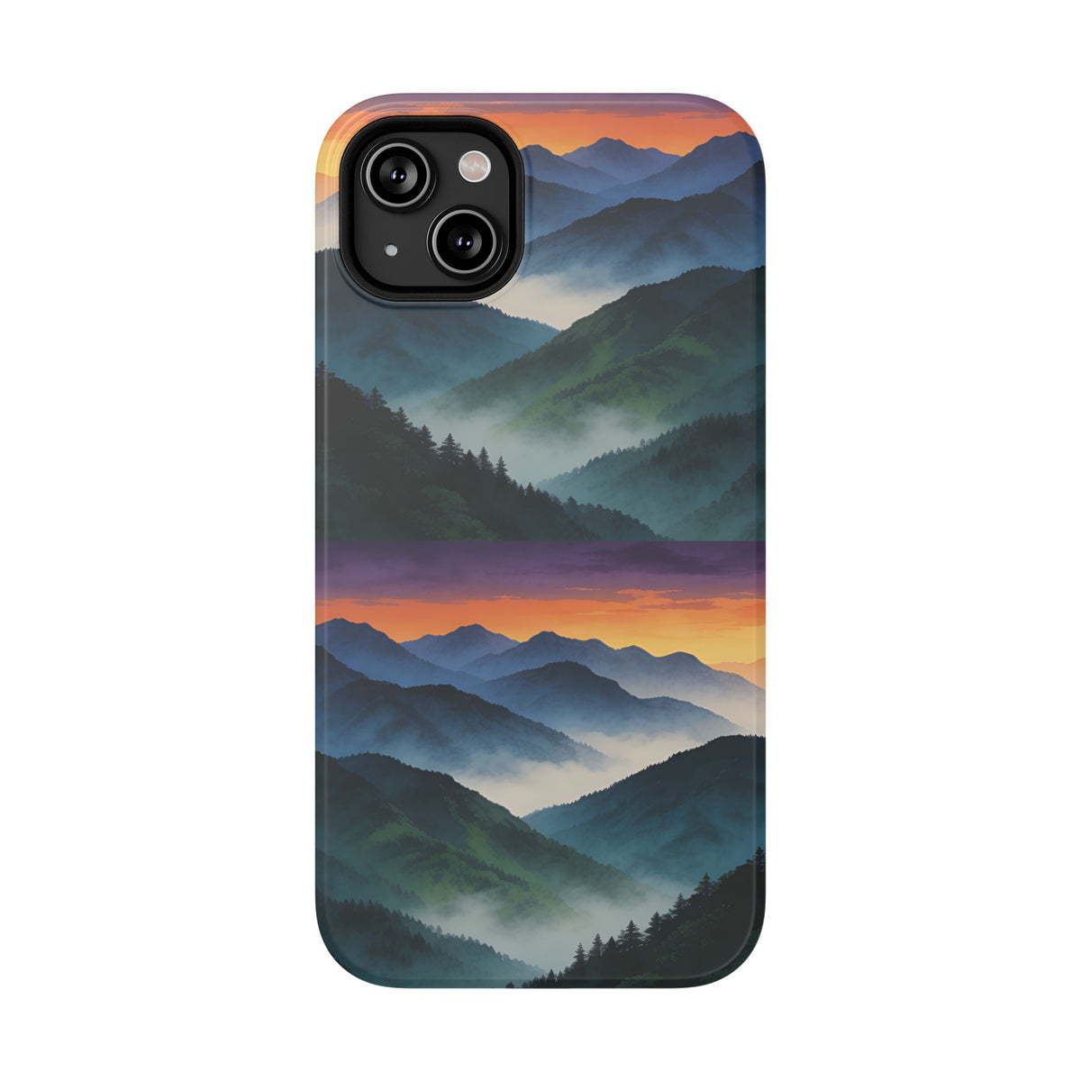Mountain Mist Sunset Phone Case — Impact-Resistant Protective Cover
