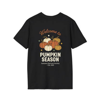 Pumpkin Season T-Shirt — Vintage Autumn Pumpkin Patch Fall Black Tee