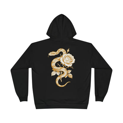 Snake & Rose Hoodie — Vintage Woodcut Etching Gothic Botanical Pullover