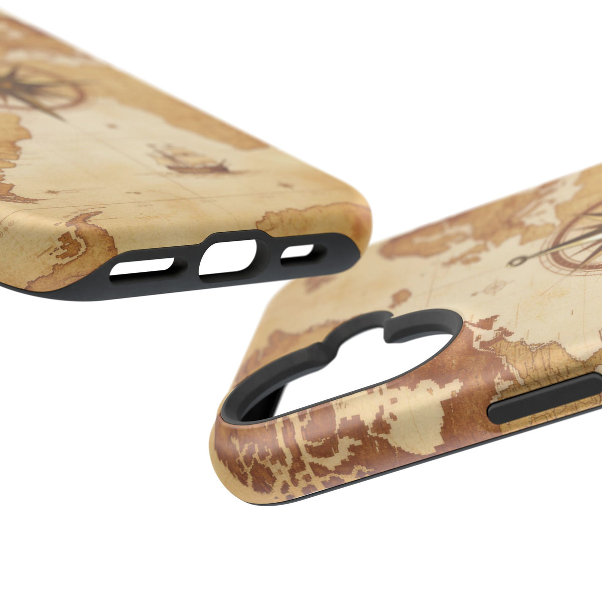 Vintage World Map Compass Phone Case — Nautical Explorer Impact-Resistant Case