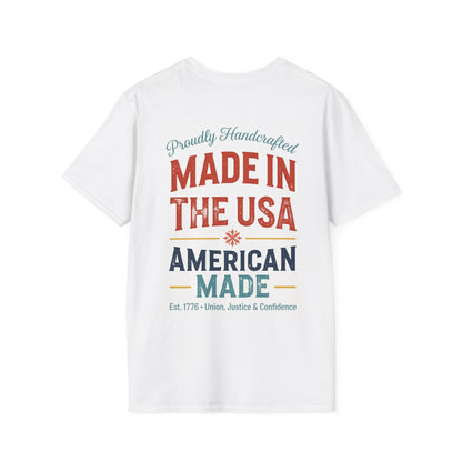 Made in the USA T-Shirt — Vintage Eagle American Flag Design