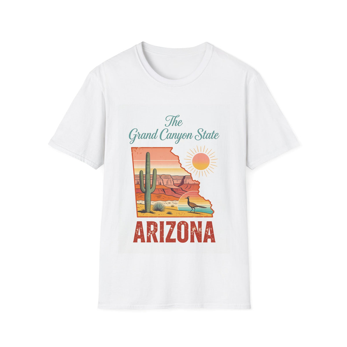 The Grand Canyon State Arizona T-Shirt | Retro Desert Cactus Sun Design