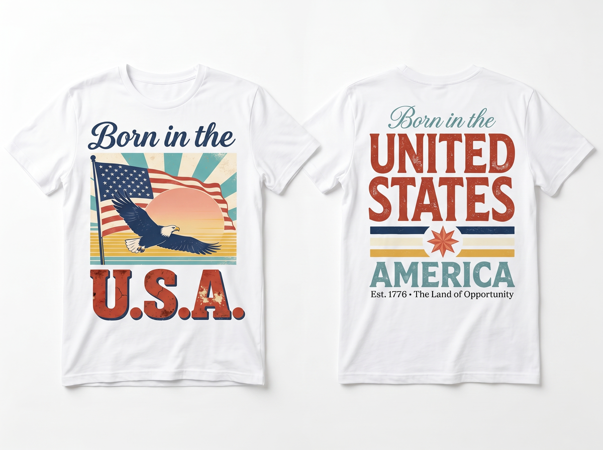 Born in the USA flat lay mockup