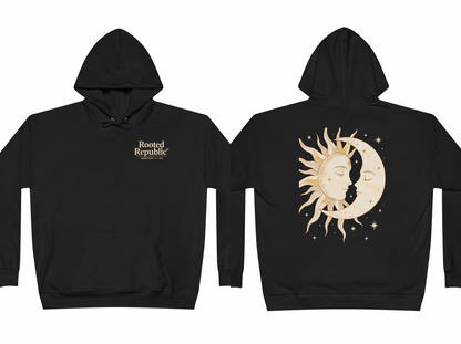 Sun & Moon hoodie flat lay mockup