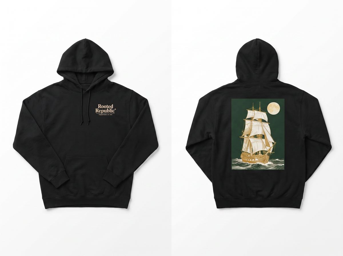 Sailing Ship hoodie flat lay mockup