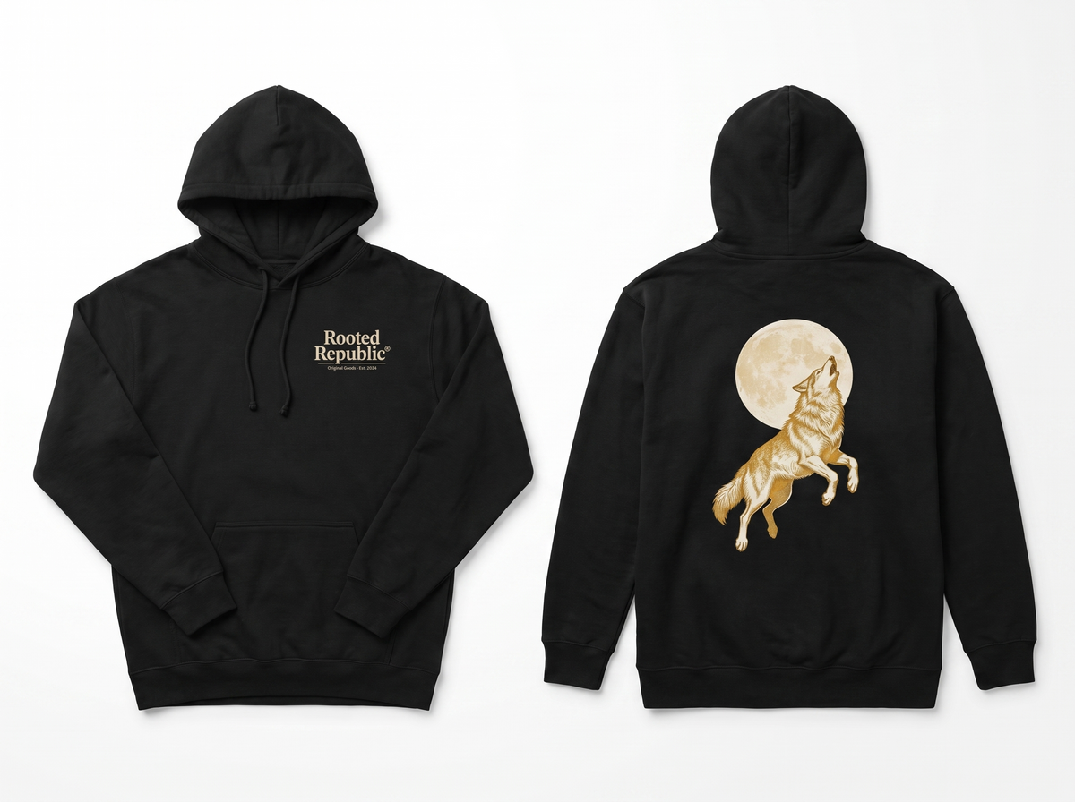 Wolf hoodie flat lay mockup